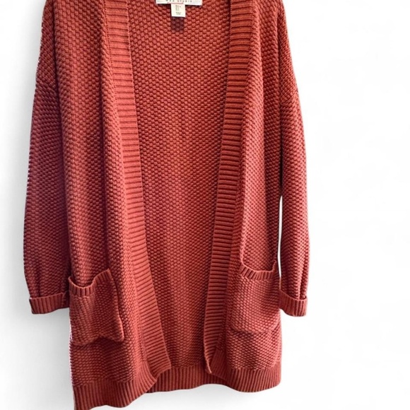 Max Studio Open Front Knit Cardigan size Large Rust Orange Womens - Picture 4 of 7